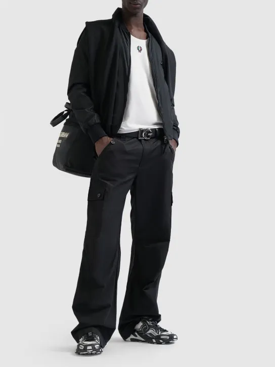 Dolce&amp;Gabbana   Logo plaque cotton poplin cargo pants 
